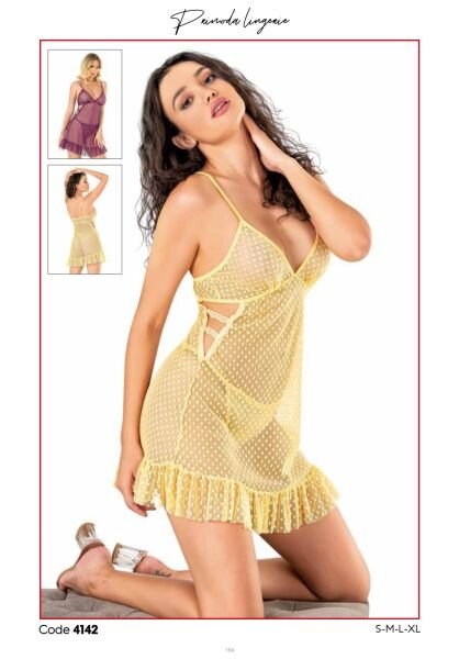 Primoda 4142 Kısa Tül Gecelik