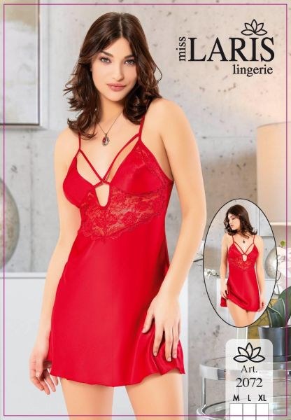 Miss Laris 2072 Saten Kısa Gecelik Kırmızı