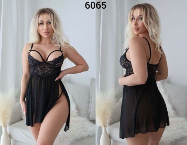 Beleng 6065 Bralet Çift Yırtmaçlı Gecelik