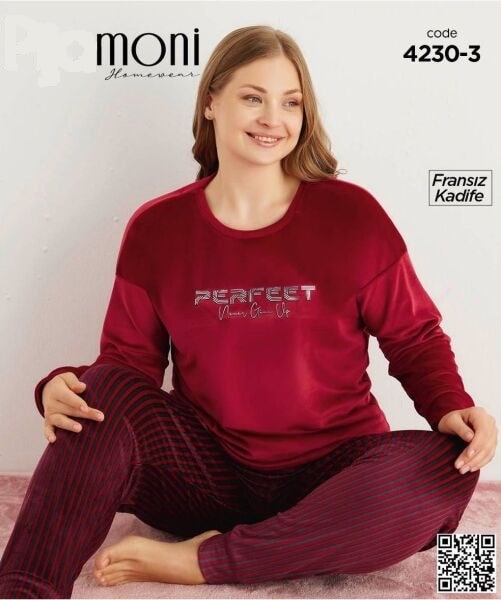 Pijamoni 4230-3 Yeni Fransız Bttl Kadife Pijama Tk