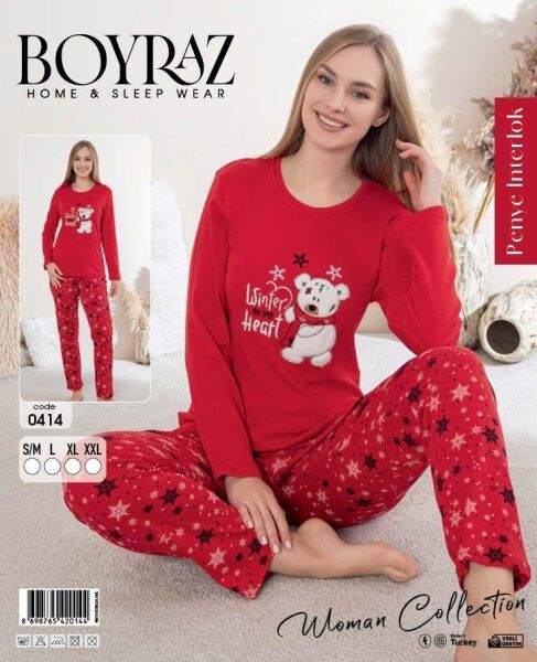 Boyraz 0414 Bayan Penye İnterlok Pijama Takımı