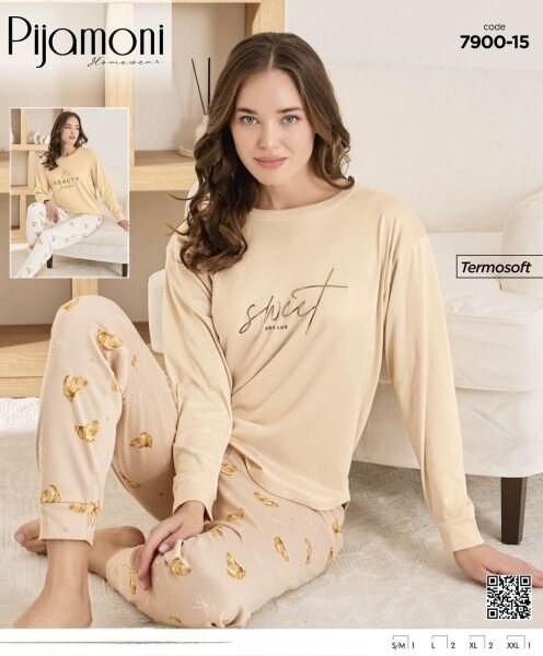 Pijamoni 7900-15 Bayan Termosoft Pijama Takım
