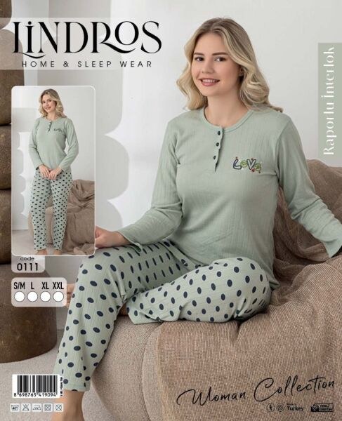 Lindros 0111 Bayan Raporlu İnterlok Pijama Takım