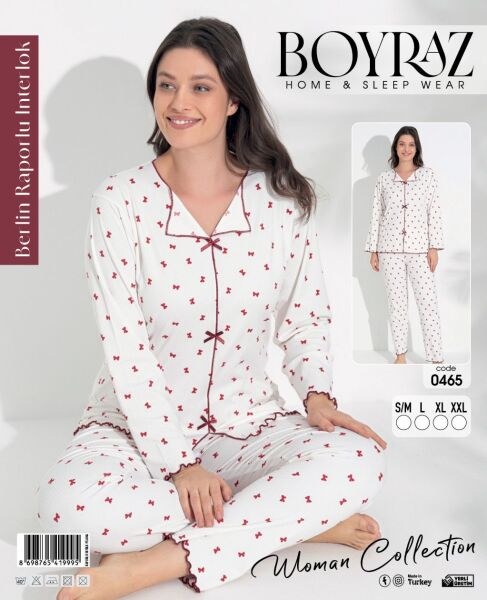 Boyraz 0465 Bayan Berlin İnterlok Pijama Takımı