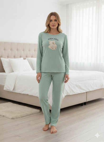 Muka 800-141-P Bayan Raporlu İnterlok Pijama Takım
