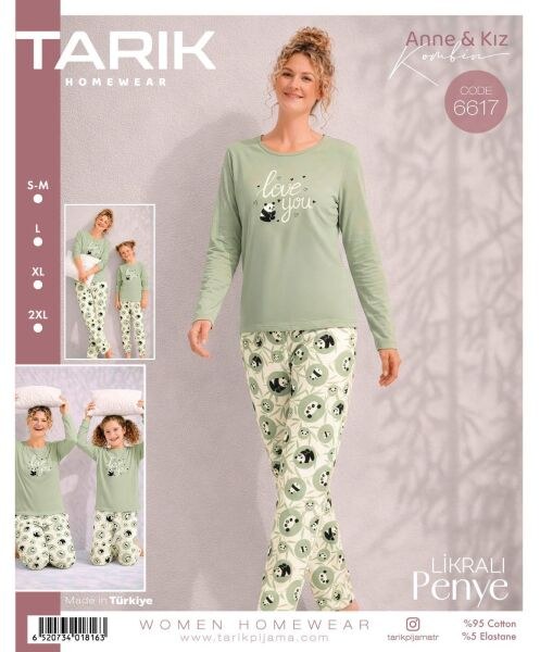 Tarık 6617 Bayan Love You Panda Pijama Takımı
