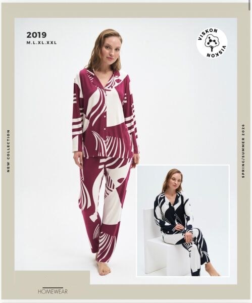 Pijadore 2019 Bayan Ö.Düğmeli Pijama Takım