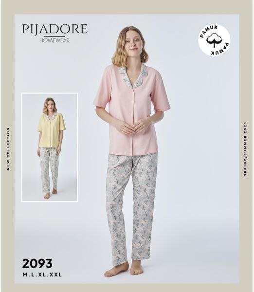 Pijadore 2093 Bayan Ö.Düğ.Kısa Kol Pijama Takım