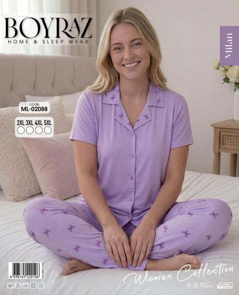 Boyraz 02088 Milan Gömlek Battal K.kol Pijama Tk