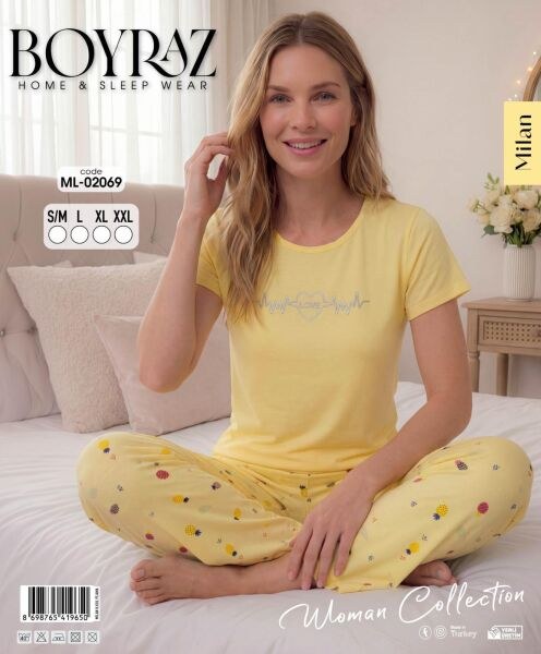 Boyraz 02069 Milan Kısa Kol Pijama Takım
