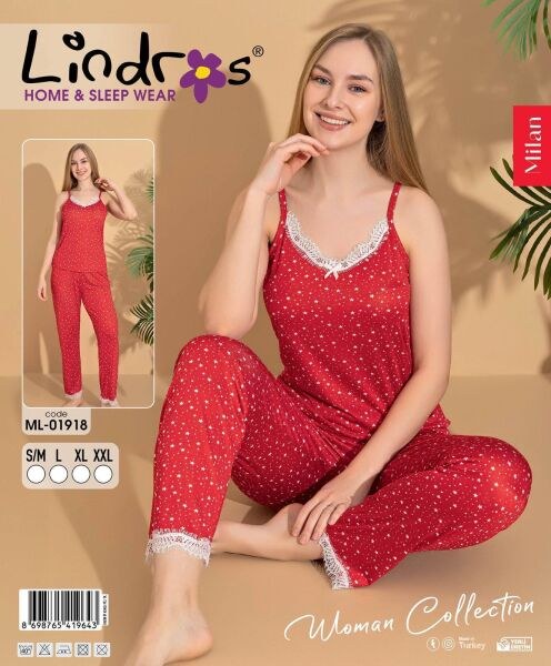 Lindros 01918 Milan İp Askılı Pijama Takım