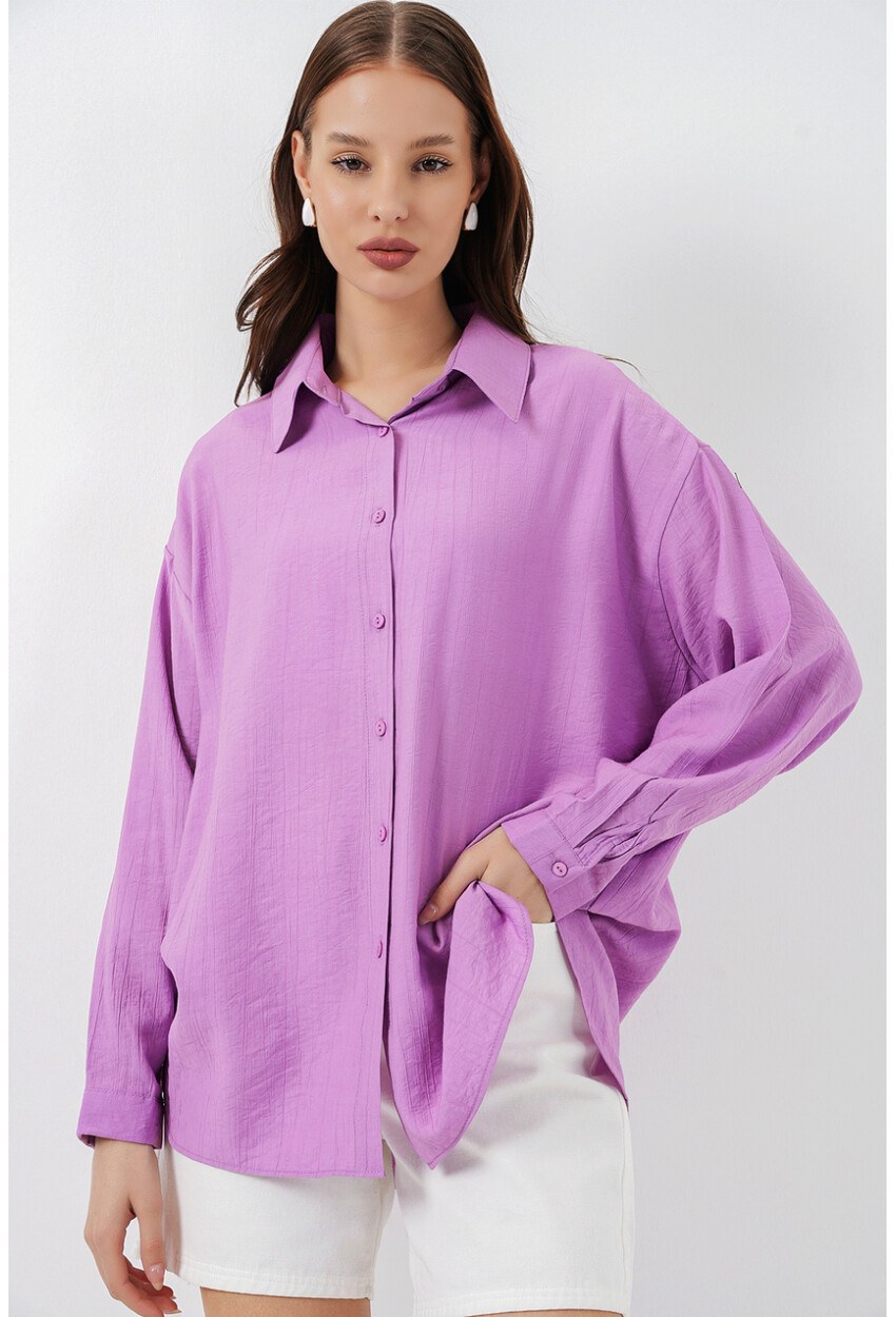 Kadın Uzun Oversize Gömlek 20334