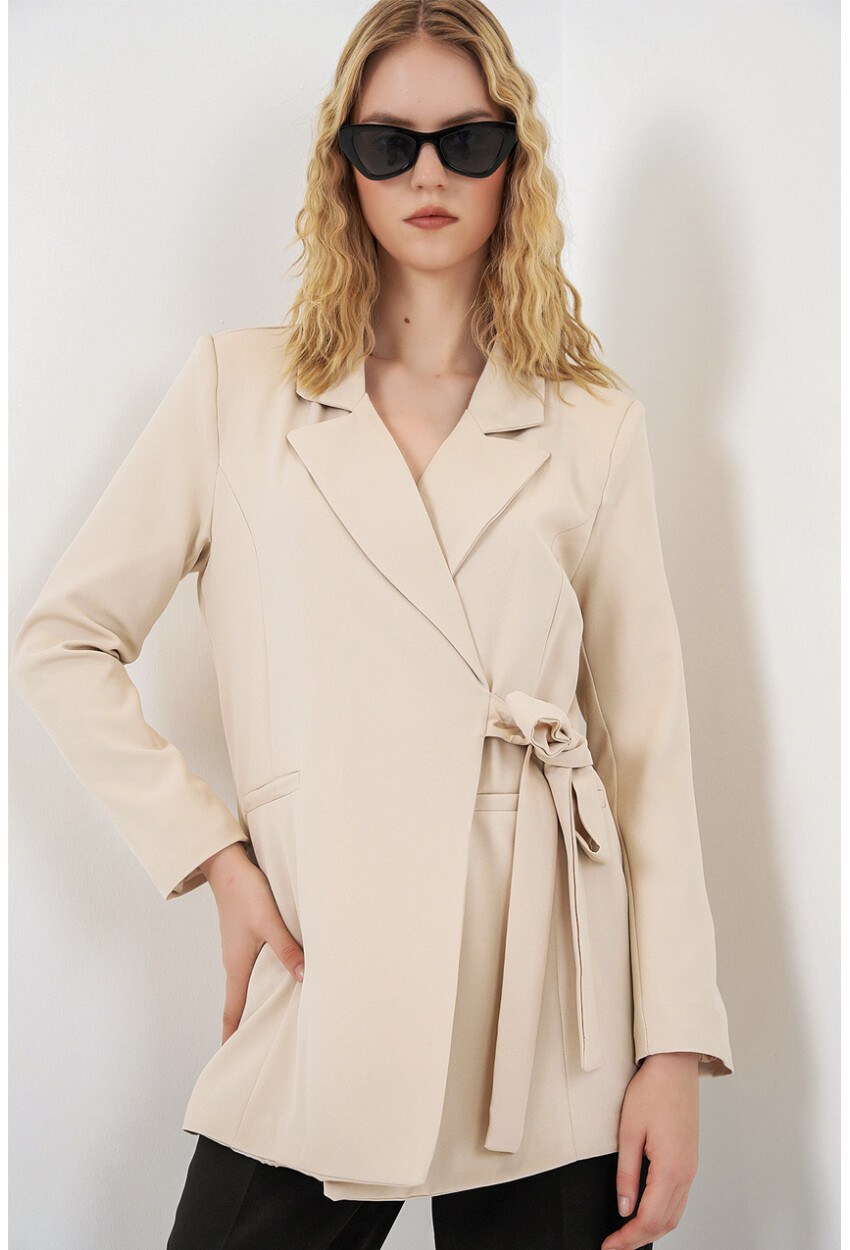 Kadın Yandan Bağlamalı Blazer Ceket 0750