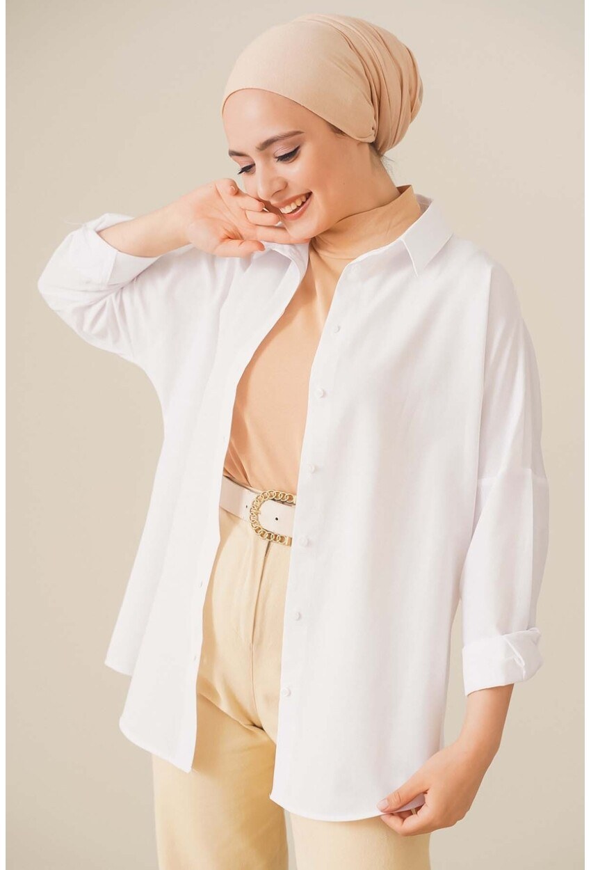 103901 Oversize Basic Tesettür Gömlek