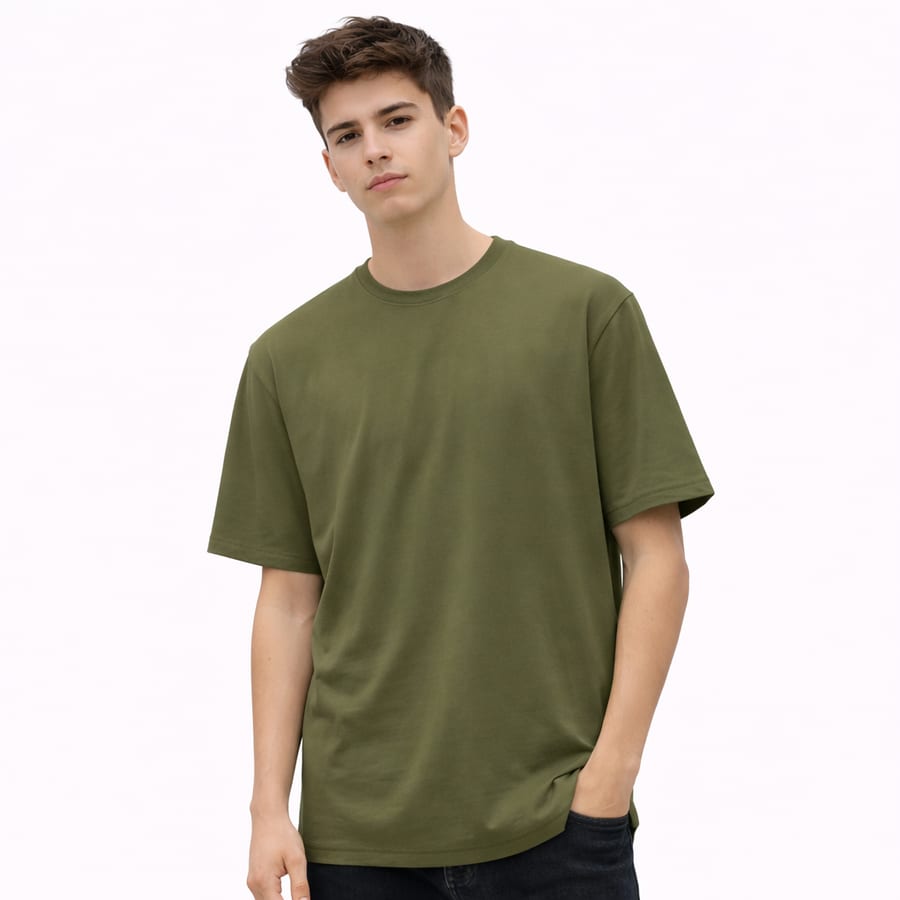 Çocuk Oversize Tişört-Haki