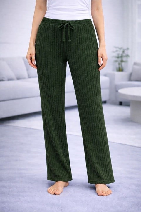 Kadın Fitilli Pijama Altı - Petrol Yeşili