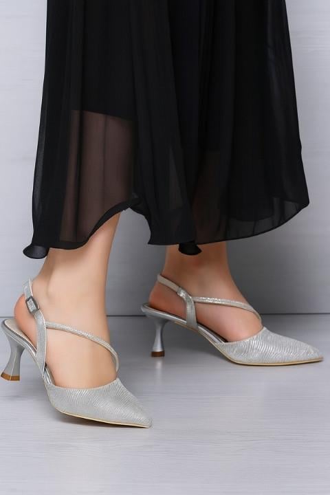 Stiletto Topuklu Kadın Ayakkabı-Gümüş