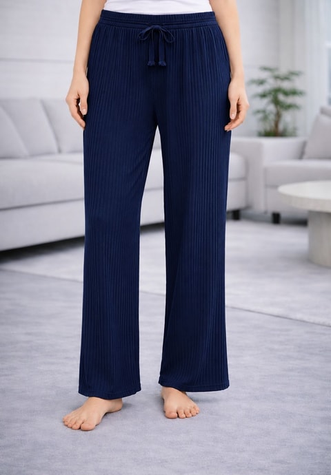 Kadın Fitilli Pijama Altı Lacivert